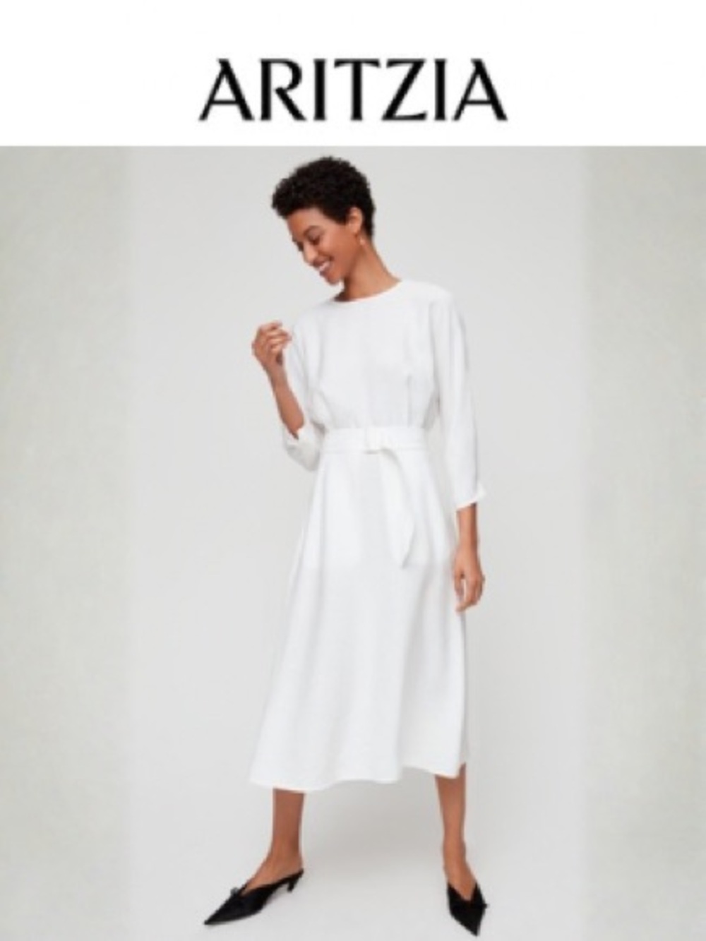 Aritzia White linen-blend Dress